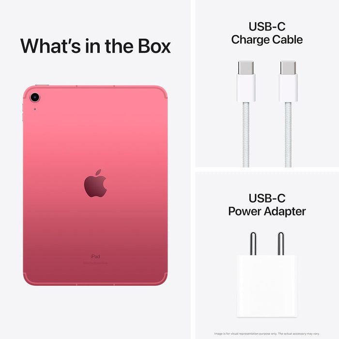 Apple iPad (10th Generation): with A14 Bionic chip, 256GB, Wi-Fi 6, 12MP front/12MP Back Camera, Touch ID, All-Day Battery Life-Pink