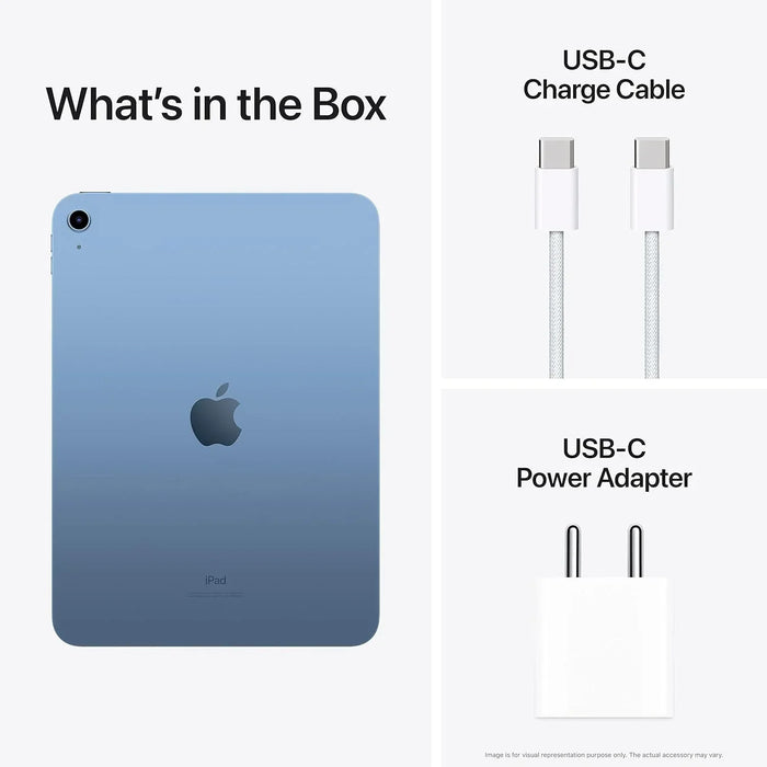Apple iPad (10th Generation): with A14 Bionic chip, 256GB, Wi-Fi 6, 12MP front/12MP Back Camera, Touch ID, All-Day Battery Life-Blue