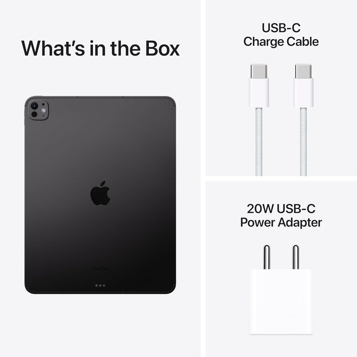 Apple iPad Pro 13″ (M4): Ultra Retina XDR Display, 512GB, 12MP Front Camera / 12MP Back Camera, LiDAR Scanner, Wi-Fi 6E + 5G Cellular with eSIM, All-Day Battery Life, Standard Glass — Space Black